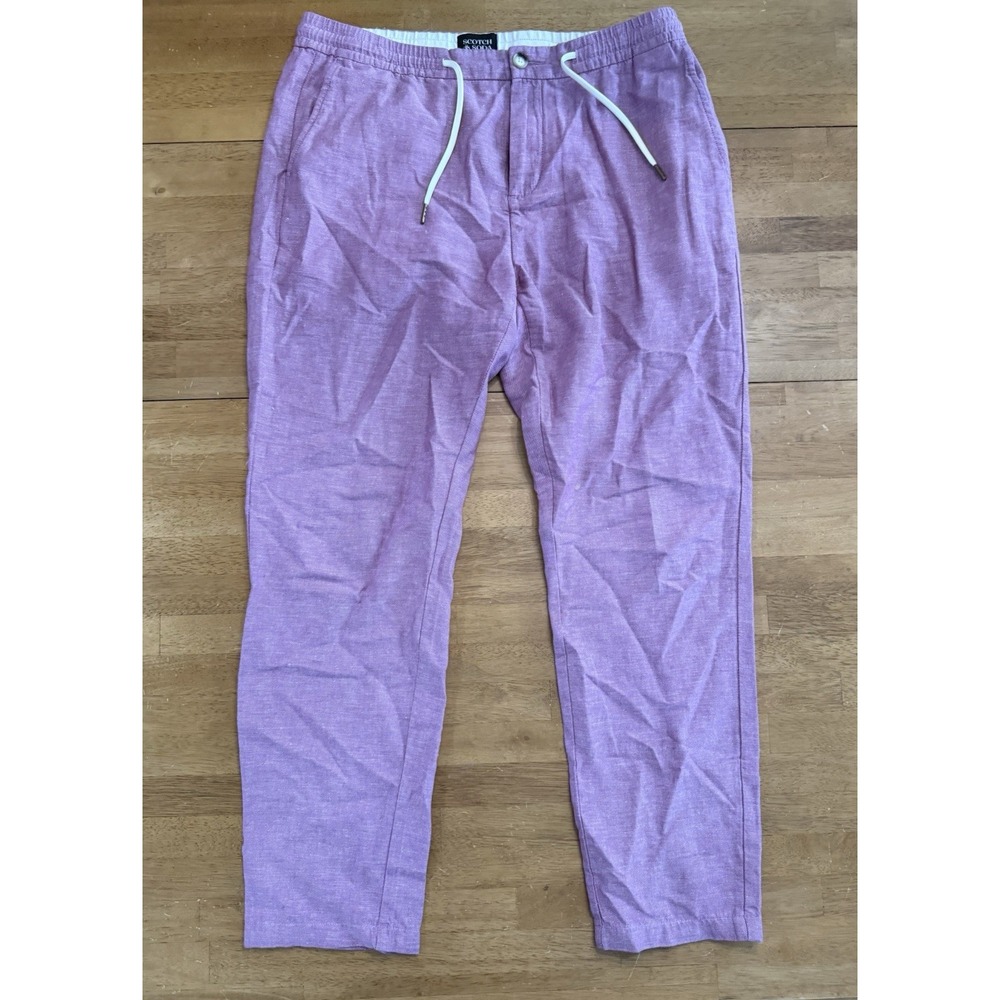 Scotch & Soda Mens Straight Fit Warren Joggers 34x32 Lavender Drawstrings